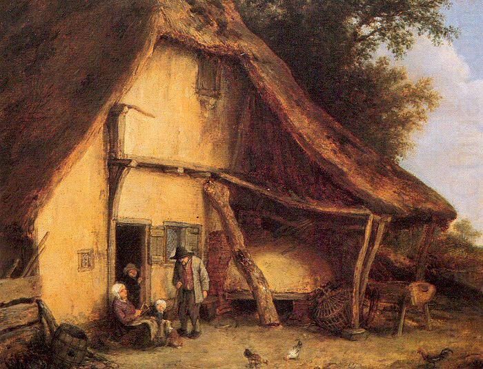 Ostade, Adriaen van A Peasant Family Outside a Cottage